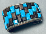 One Of The Best Vintage Native American Navajo Turquoise Ironwood Sterling Silver Inlay Bracelet-Nativo Arts