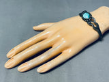 Early Vintage Native American Navajo Old Kingman Turquoise Sterling Silver Bracelet-Nativo Arts