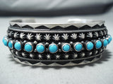 Snake Eyes Vintage Native American Navajo Sleeping Beauty Turquoise Sterling Silver Bracelet-Nativo Arts