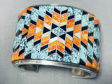 Best Rug Turquoise Inlay Vintage Native American Navajo Sterling Silver Bracelet-Nativo Arts
