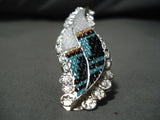 Native American Important Eldred Martinez Turquoise Sterling Silver Ring-Nativo Arts