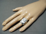 Breathtaking Native American Navajo White Buffalo Turquoise Sterling Silver Ring-Nativo Arts
