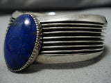 Impressive Vintage Native American Navajo Nez Lapis Sterling Silver Bracelet Cuff-Nativo Arts