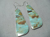 Native American Spell-binding Santo Domingo Royston Turquoise Sterling Silver Earrings-Nativo Arts
