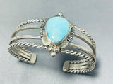 Dynamic Native American Navajo Blue Gem Turquoise Sterling Silver Bracelet-Nativo Arts