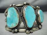 Incredible Vintage Native American Navajo Blue Gem Turquoise Sterling Silver Bracelet-Nativo Arts