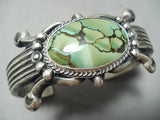 For Large Wrist Heavy Vintage Native American Navajo Green Turquoise Sterling Silver Bracelet-Nativo Arts