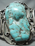 Monster Museum Vintage Native American Navajo Green Turquoise Sterling Silver Bracelet-Nativo Arts