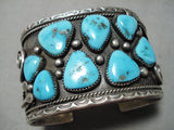 Big Old Men's Vintage Native American Navajo Turquoise Sterling Silver Leaf Bracelet-Nativo Arts