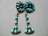 Marvelous Vintage Native American Navajo Teardrop Turquoise Sterling Silver Earrings Old-Nativo Arts