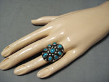 Preston Monongye Vintager Native American Hopi Turquoise Sterling Silver Ring-Nativo Arts