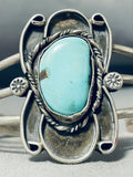Majestic Vintage Native American Navajo Old Kingman Turquoise Sterling Silver Bracelet-Nativo Arts