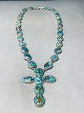 Best Federico Jimenez Domed Turquoise Cross Sterling Silver Necklace- Gorgeous-Nativo Arts