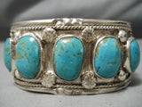 Magnificent Vintage Native American Navajo #8 Turquoise Sterling Silver Bracelet Cuff Old-Nativo Arts