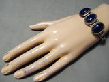 Moonlight Lapis Navajo Native American Sterling Silver Bracelet Cuff-Nativo Arts