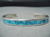 Gorgeous Zuni Kingman Turquoise Sterling Silver Bracelet Native American-Nativo Arts
