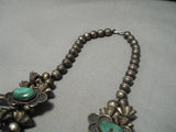 Early Best Vintage Native American Navajo Turquoise Sterling Silver Squash Blossom Necklace Old-Nativo Arts
