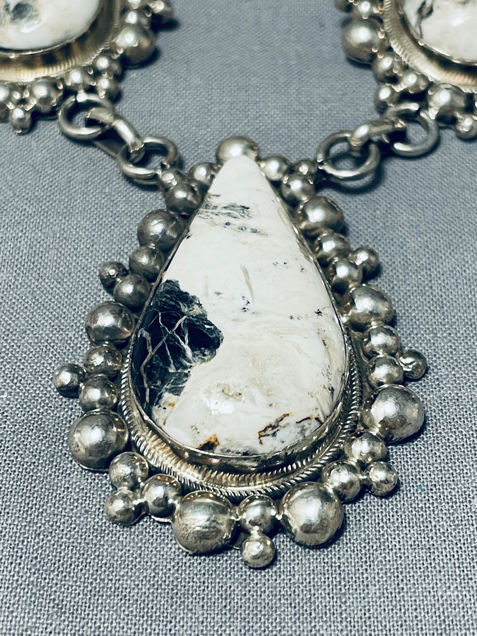 Amazing hotsell Native American white buffalo turquoise sterling silver signed necklace