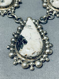 Best Vintage Native American Navajo White Buffalo Turquoise Sterling Silver Necklace-Nativo Arts