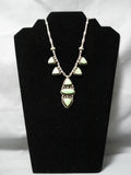 Opulent Vintage Native American Navajo Gaspeite Sterling Silver Necklace Old-Nativo Arts