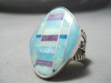 Gigantic Navajo Turquoise Opal Sterling Silver Native American Ring-Nativo Arts