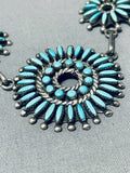 Tripe Turquoise Sun Vintage Native American Zuni Sterling Silver Necklace-Nativo Arts