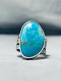 Excellent San Felipe Signed Kingman Turquoise Sterling Silver Ring-Nativo Arts