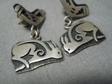 Impressive Vintage Hopi Native American Sterling Silver Earrings-Nativo Arts