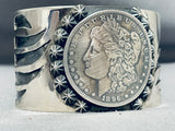 Incredible San Felipe Signed Morgan Silver Dollar Sterling Silver Huge Bracelet-Nativo Arts