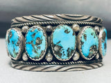 Heavy Sturdy Mens Vintage Native American Navajo Turquoise Sterling Silver Bracelet-Nativo Arts