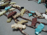 Magnificent Vintage Navajo Turquoise Fetish Native American Necklace Old-Nativo Arts