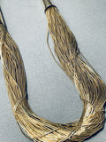 Gorgeous Gold Vintage Native American Navajo 100 Strand Sterling Silver Heishi Necklace-Nativo Arts