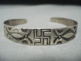 Early 1900's Vintage Native American Navajo Whirling Logs Sterling Silver Bracelet-Nativo Arts