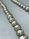Rare Longer Vintage Native American Navajo Graduated Bead Sterling Silver Necklace-Nativo Arts
