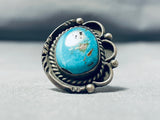 Wonderful Vintage Native American Navajo #8 Turquoise Mine Sterling Silver Ring-Nativo Arts