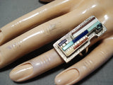 Native American Important Rosetta Vintage Santo Domingo Turquoise Sterling Silver Ring-Nativo Arts