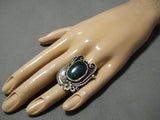 Opulent Vintage Navajo Azuite Sterling Silver Native American Ring Old-Nativo Arts