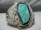Mind Blowing Vintage Native American Navajo Turquoise Sterling Silver Flank Bracelet-Nativo Arts
