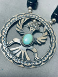 Chunky Onyx Vintage Native American Navajo Turquoise Sterling Silver Necklace-Nativo Arts