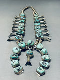 272 Gram Vintage Native American Navajo Turquoise Sterling Silver Squash Blossom Necklace-Nativo Arts