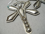 Big Huge Vintage Native American Navajo Sterling Silver Dragonfly Earrings-Nativo Arts