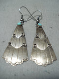 Exquisite Vintage Native American Navajo Sleeping Beauty Turquoise Sterling Silver Earrings Old-Nativo Arts
