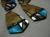Native American Important Chris Nieto Santo Domingo Turquoise Inlay Sterling Silver Earrings-Nativo Arts