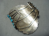 One Of The Best Vintage Native American Navajo Blue Gem Turquoise Sterling Silver Bracelet-Nativo Arts