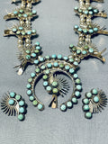 Native American Unique Naja Vintage Navajo Turquoise Sterling Silver Squash Blossom Necklace-Nativo Arts