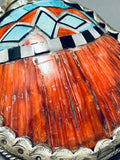One Of The Best Ever Vintage Native American Navajo Ray Adakai Tuequoise Sterling Silver Flask-Nativo Arts