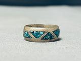 Marvelous Vintage Native American Navajo Turquoise Sterling Silver Band Ring-Nativo Arts