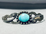 Early Vintage Native American Navajo Old Kingman Turquoise Sterling Silver Bracelet-Nativo Arts