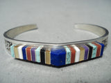 Native American One Of The Most Precise Protruding Inlay Turquoise Sterling Silver Bracelet-Nativo Arts