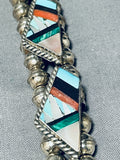 Important Vintage Native American Zuni Turquoise Inlay Sterling Silver Squash Blossom Necklace-Nativo Arts